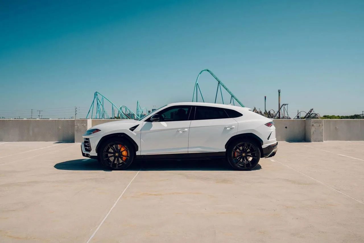White Lamborghini Urus in profile