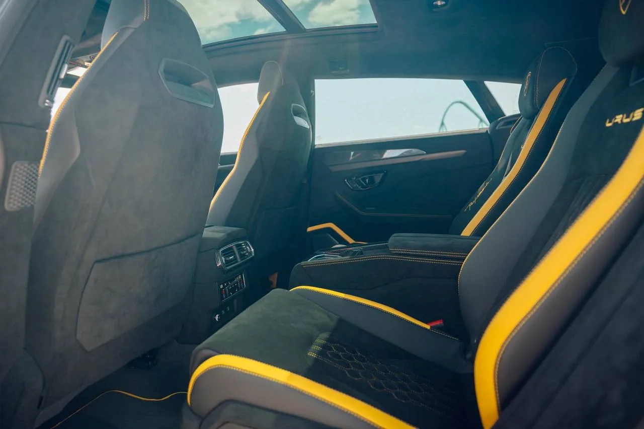 Lamborghini Urus rear bench with yellow accents